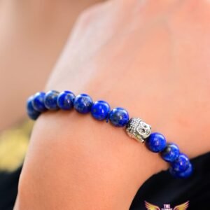 Handmade Lapis Lazuli bracelet with natural blue stones for wisdom, peace and healing energy