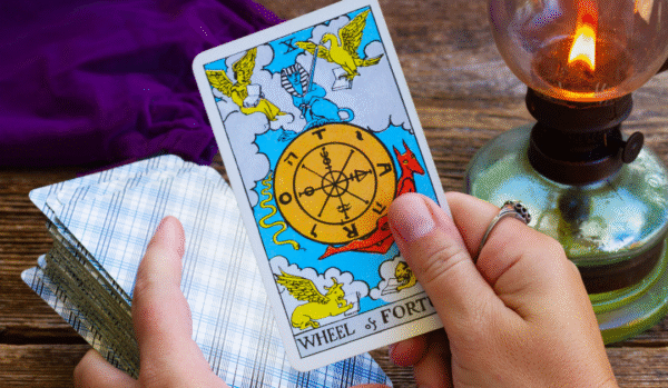 Wheel of Fortune tarot card for love and destiny, guided by Ruhii Rai in Bhopal